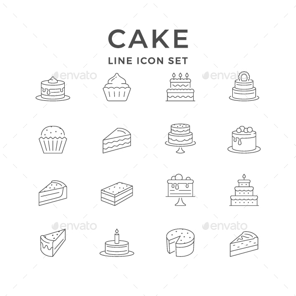 [DOWNLOAD]Set Line Icons of Cake