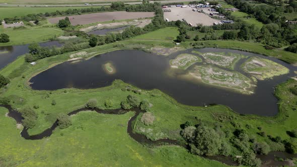 Nature Reserve By Truck Stop West Widlands UK Aerial View