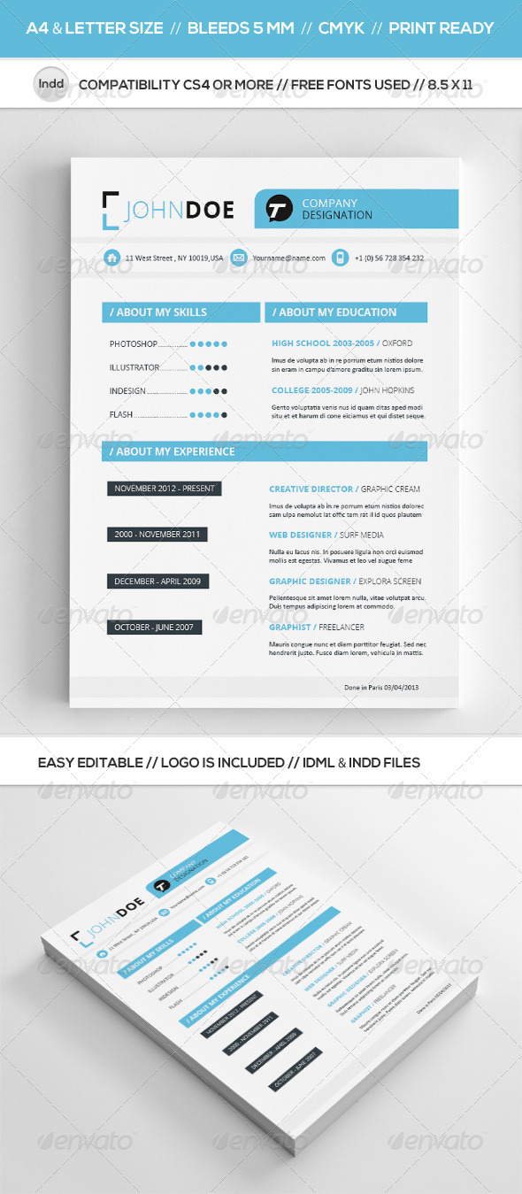 Clean Resume Template - Resumes Stationery