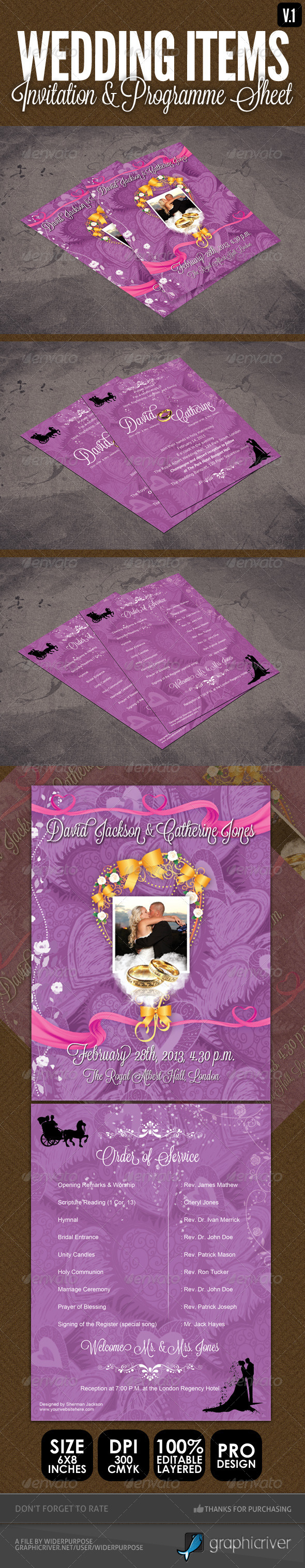 Wedding Items - Programme Sheet & Order of Service - Weddings Cards & Invites