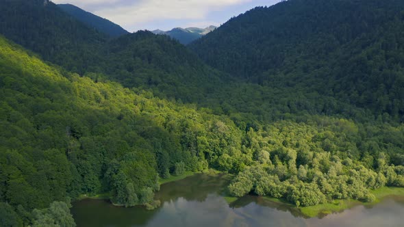 San Pellegrino Lake in San Pellegrino Pass a High Mountain Pass in the Italian Dolomites alt