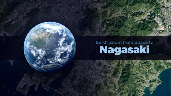 Nagasaki (Japan) Earth Zoom to the City from Space