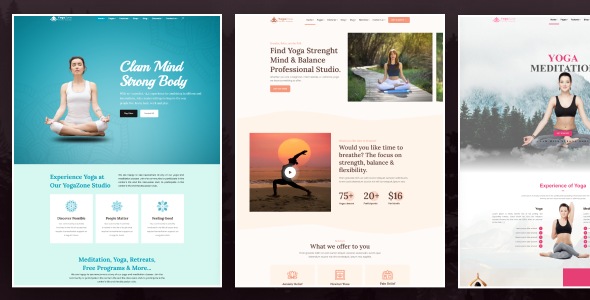YogaZone: Yoga, Fitness & Meditation Mobile Responsive Bootstrap HTML ...
