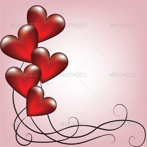 Greeting valentines card with balloons - Valentines Seasons/Holidays
