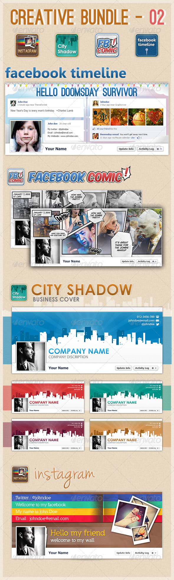 Creative FB Timeline Bundle - 02 - Facebook Timeline Covers Social Media