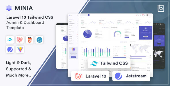 Minia - Laravel 10 Tailwind CSS Admin & Dashboard Template