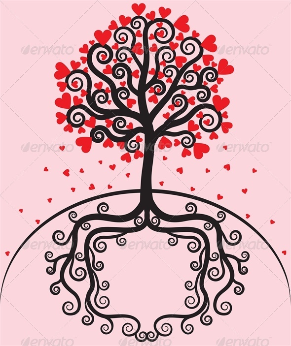 Tree with leaves shaped heart - Valentines Seasons/Holidays