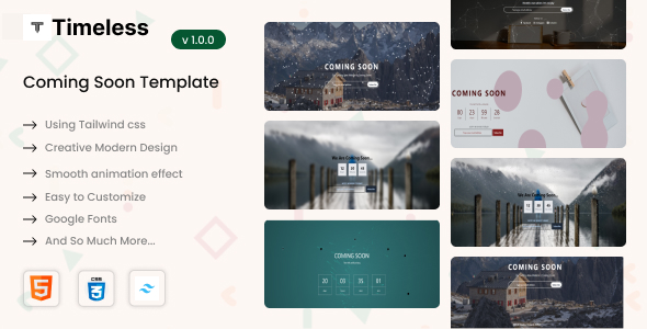 Timeless - Coming soon Pages Tailwind CSS 3 HTML Template