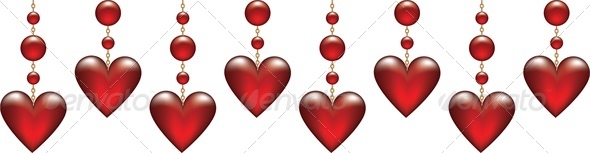 border with glass hearts - Valentines Seasons/Holidays