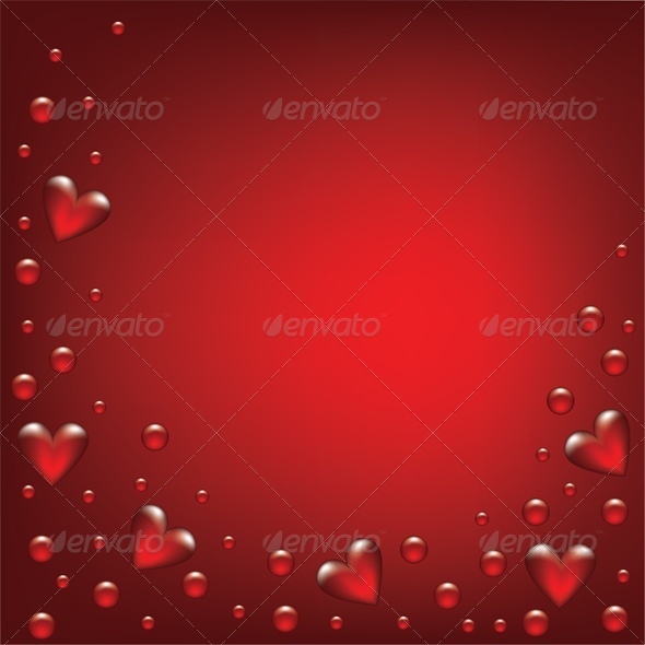 transparent hearts on red background - Valentines Seasons/Holidays