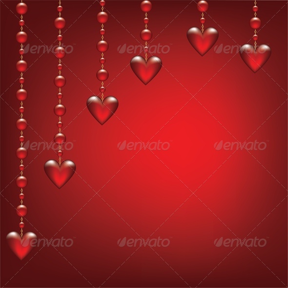 hearts on red background - Valentines Seasons/Holidays