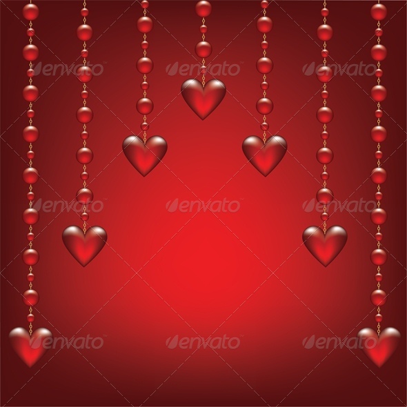 Valentines card with glass hearts - Valentines Seasons/Holidays