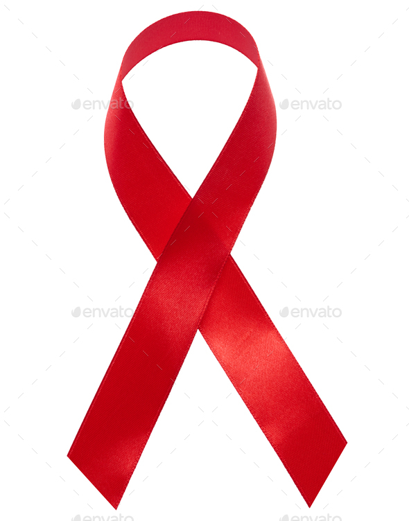 Red ribbon awareness ribbon symbol for the solidarity of people living ...