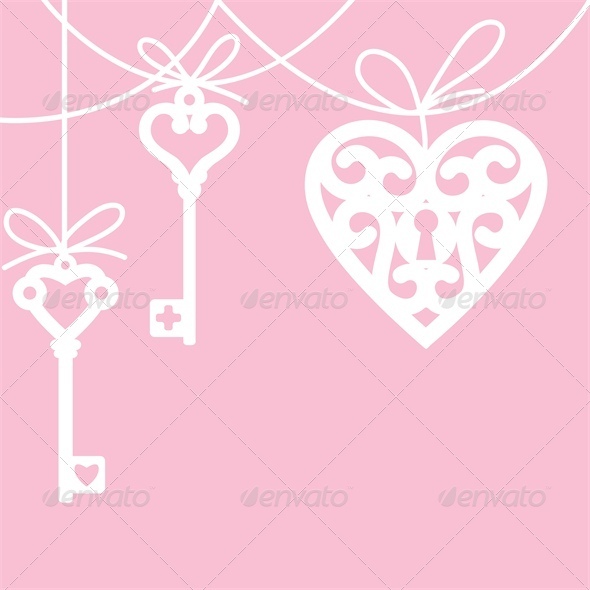 Lock Shaped Heart and Skeleton Key - Valentines Seasons/Holidays
