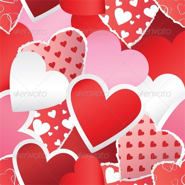 Heart Stickers Background - Valentines Seasons/Holidays