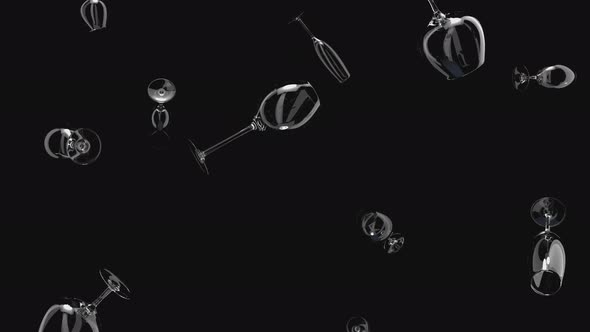 3d animation of falling wineglass on a transparent background.