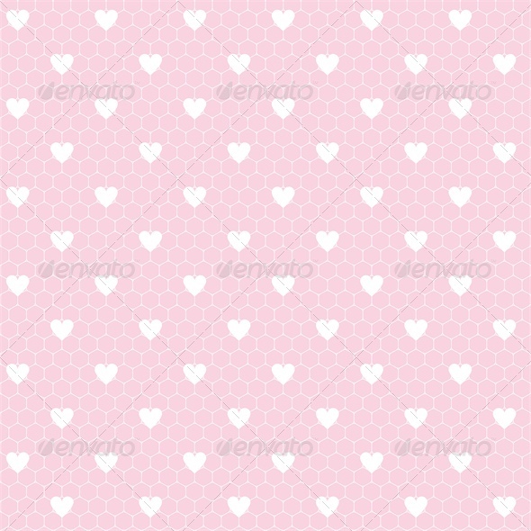 Seamless Lace Pattern with Hearts - Valentines Seasons/Holidays