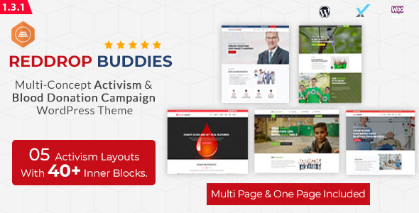 Reddrop Buddies – Multi-Concept Activism & Blood Donation Campaign  WordPress Theme by xenioushk