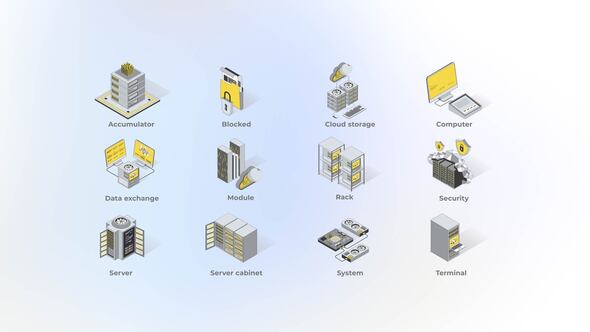 Server System - Isometric Icons