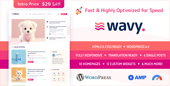 Wavy – Modern & Lightweight Blog for WordPress