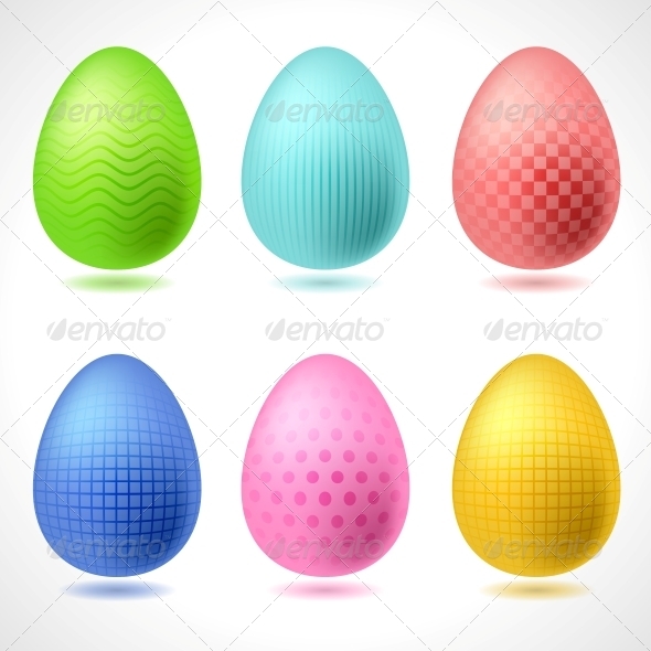 Set of 6 vector Patterned Easter Eggs. - Decorative Symbols Decorative
