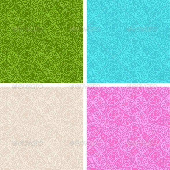 Happy Easter Egg Seamless Patterns Set. - Patterns Decorative
