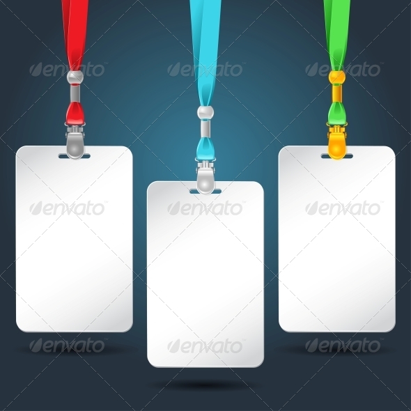 Set of Blank Badges with Color Neckbands. - Backgrounds Business