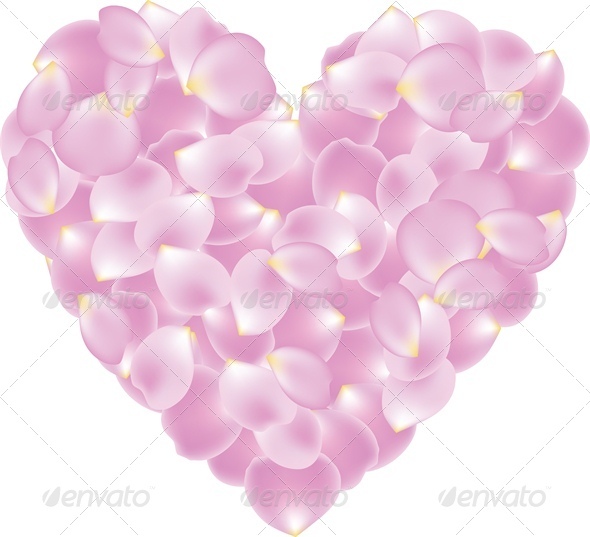 Rose Pink Petal Shaped Heart - Valentines Seasons/Holidays