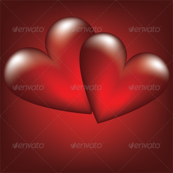 Valentine card with two heart - Valentines Seasons/Holidays