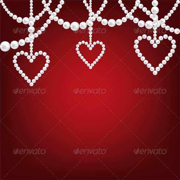 White Pearl Hacklace and Heart - Valentines Seasons/Holidays