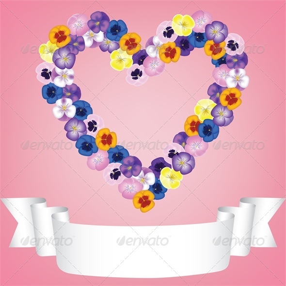 Flower Heart and Ribbon - Valentines Seasons/Holidays