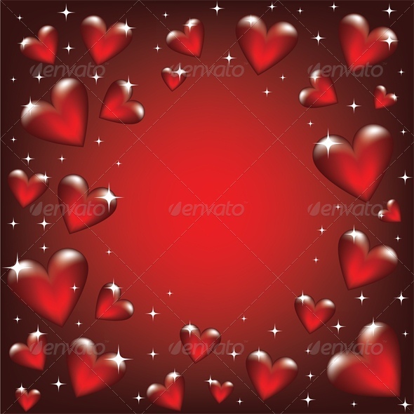 Valentine card with glass heart frame - Valentines Seasons/Holidays