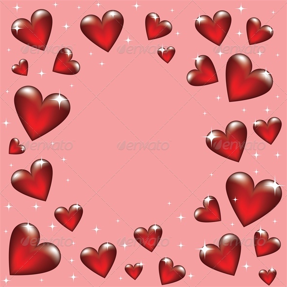 Glass Heart Frame on Pink Background - Valentines Seasons/Holidays