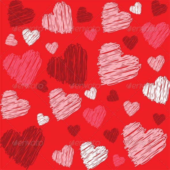 Background with doodle hearts - Valentines Seasons/Holidays