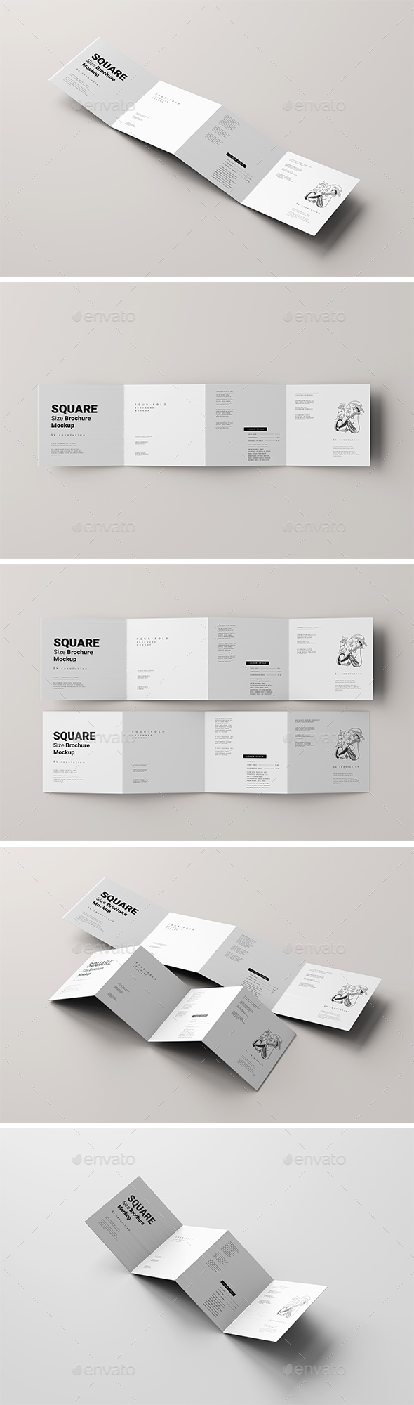 [DOWNLOAD]Square four-fold brochure mockup
