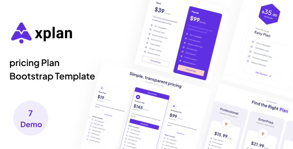Xplan - Pricing Table Bootstrap 5 HTML Template