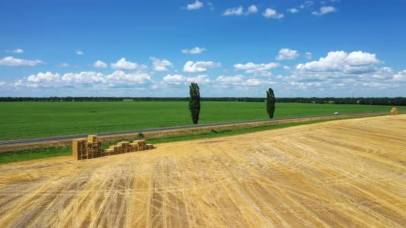 Country Road Traffic at the Summer Blue Sky Day Aerial View alt