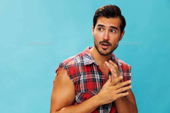 Background man smile arm confident attractive happy trendy Stock Photo ...