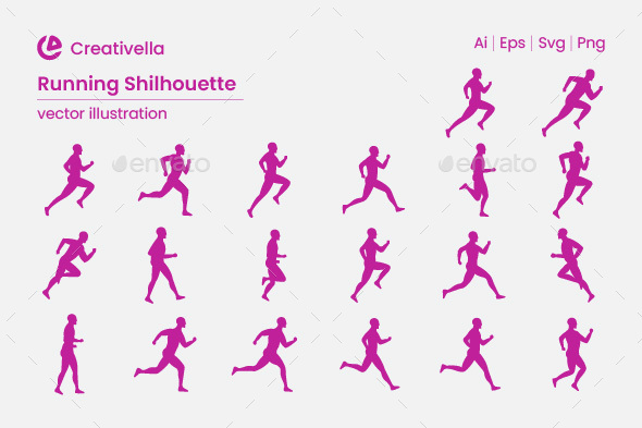 Running Shilhouette illustration set