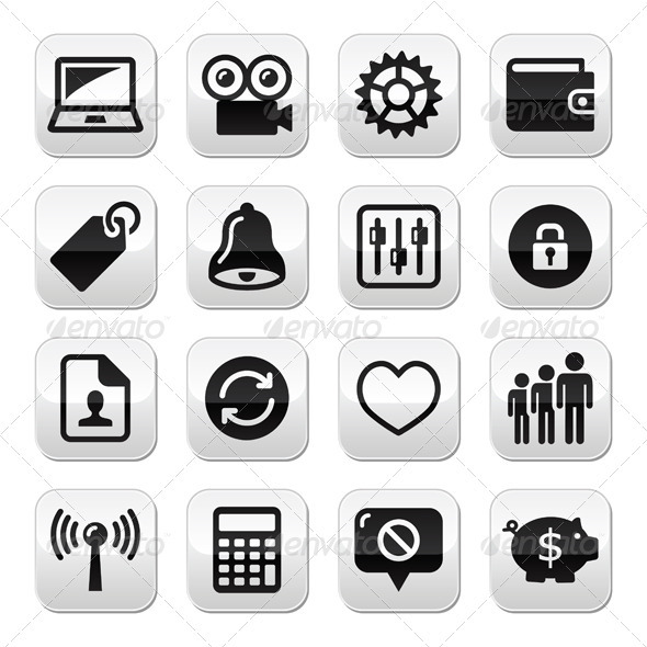 Web internet buttons set - vector - Computers Technology