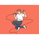 Jumping Male Singer with Microphone Enjoys, Vectors | GraphicRiver