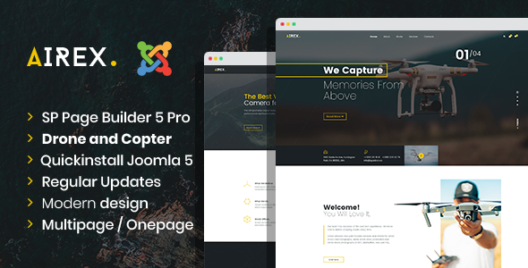 Airex - Joomla 5 Drone and Copter Photography & Videography Template