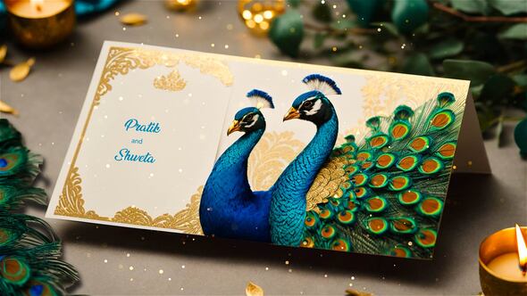 Peacock Theme Indian Wedding Invitation 3D Design Slideshow