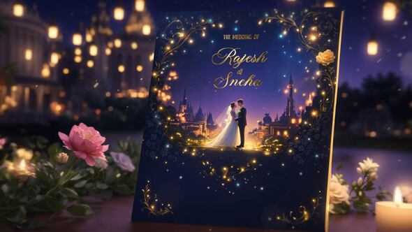 Luxurious Golden 3D Wedding Invitation Slideshow