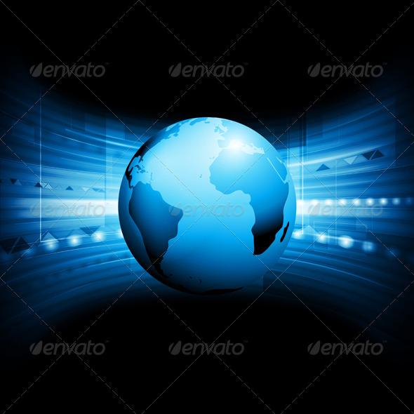 Vector Technology Background with Globe - Backgrounds Decorative