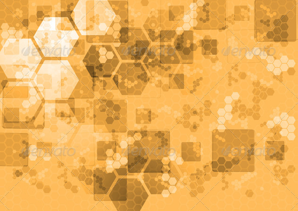 Abstract Tech Background with Squares and Hexagons - Backgrounds Decorative