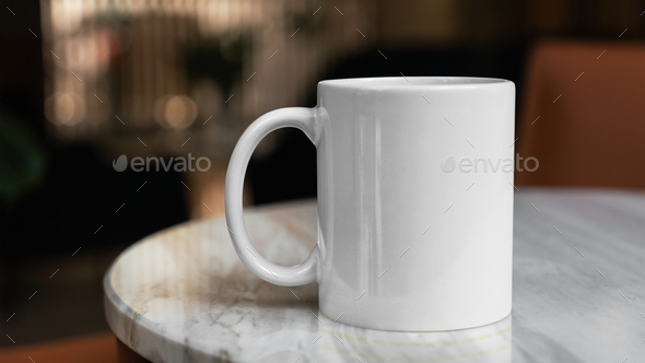 Clean White Mug Mockup Isolated Coffee Cup Blank Template, Concept For