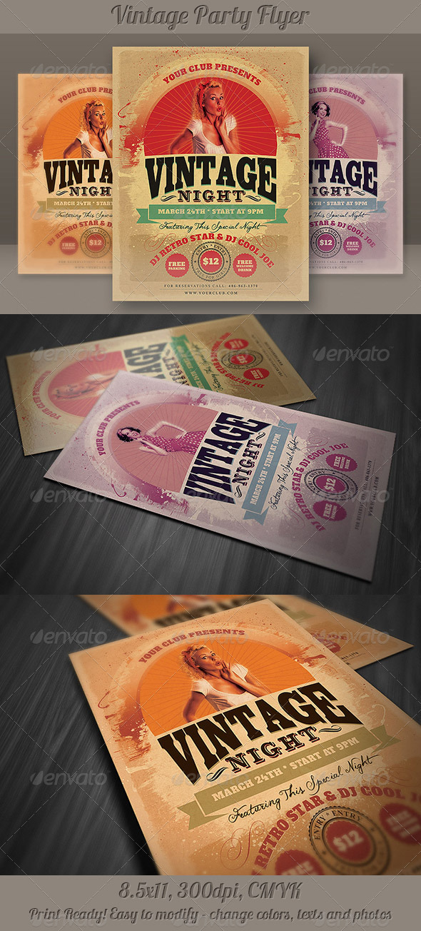 Vintage Party Flyer - Clubs & Parties Events