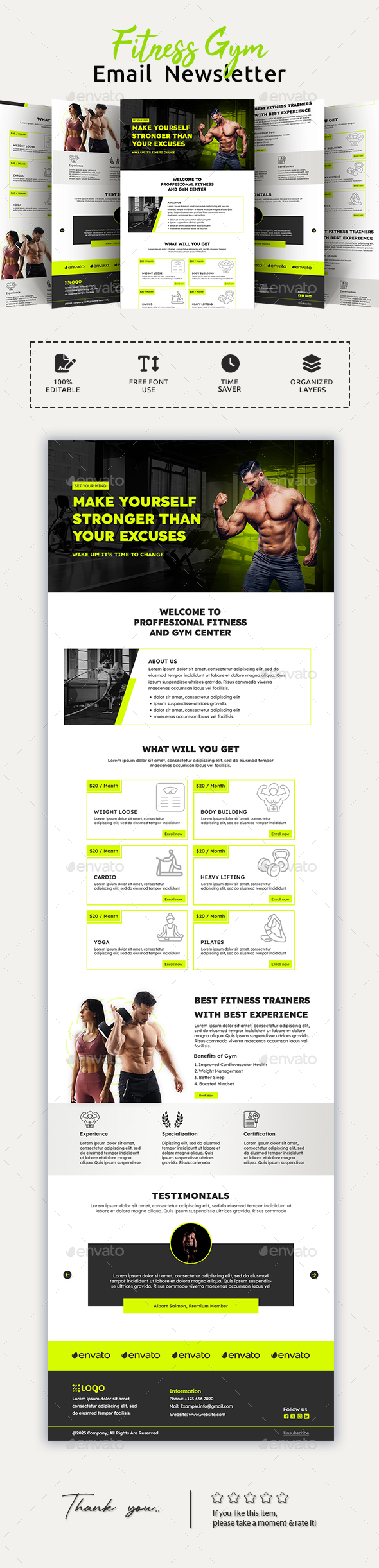 Fitness Gym Email Newsletter PSD Template