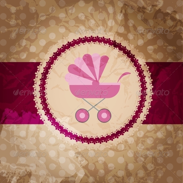Vector illustration of pink baby carriage for newb - Miscellaneous Vectors